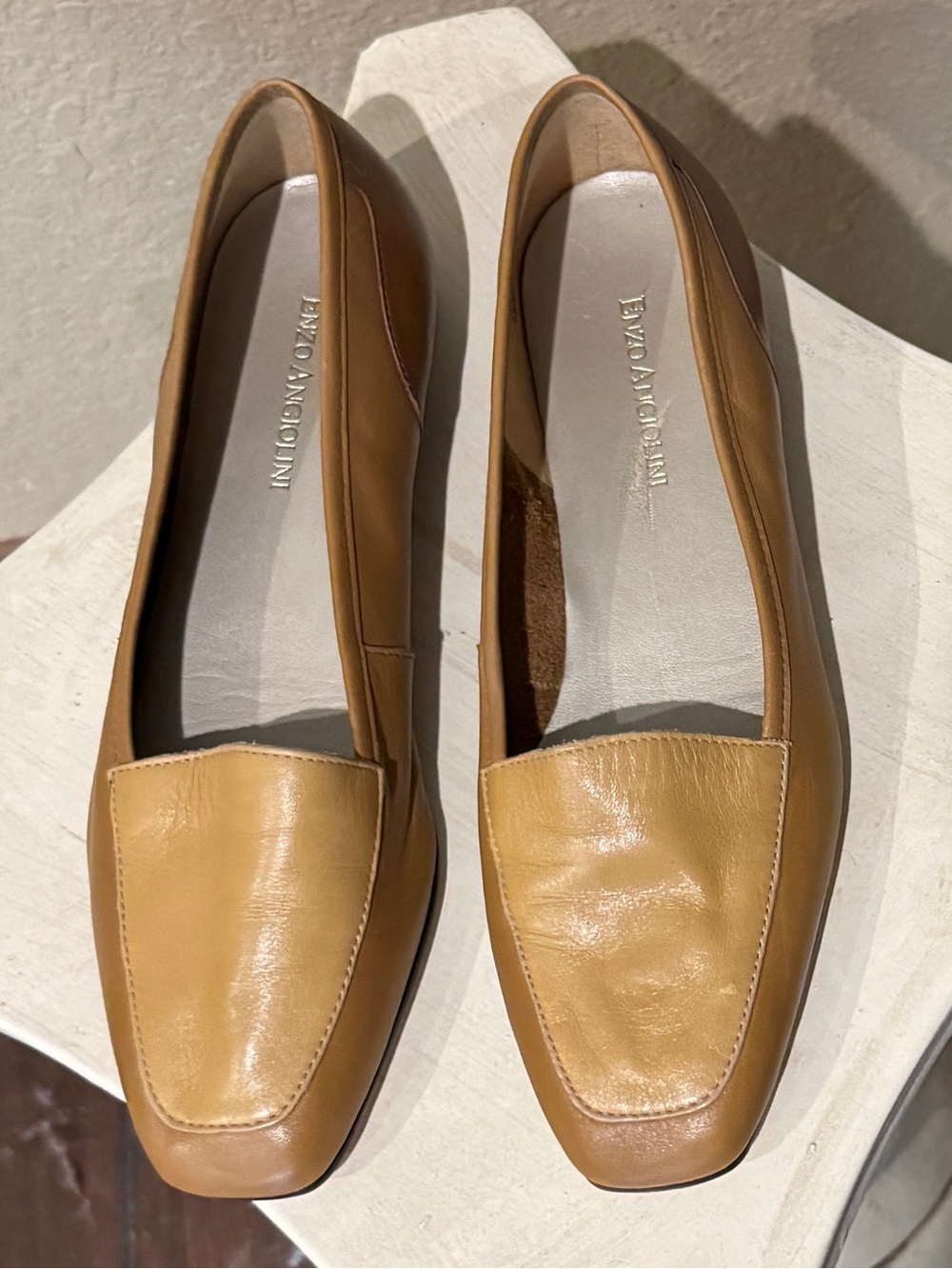 Enzo Angiolini Liberty Two Tone Caramel/Tan Leather Loafers